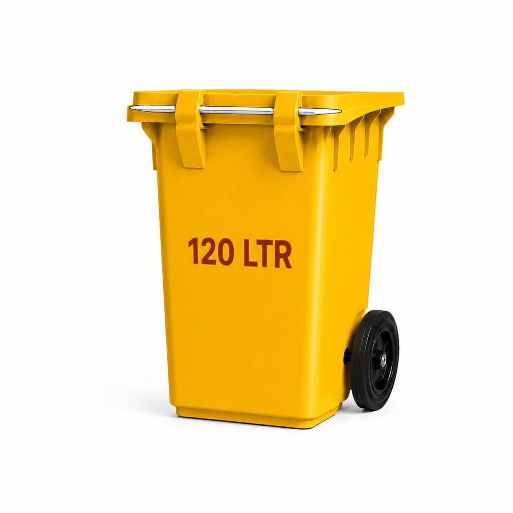 Yellow Top Bin 120 LTR mobile waste bin