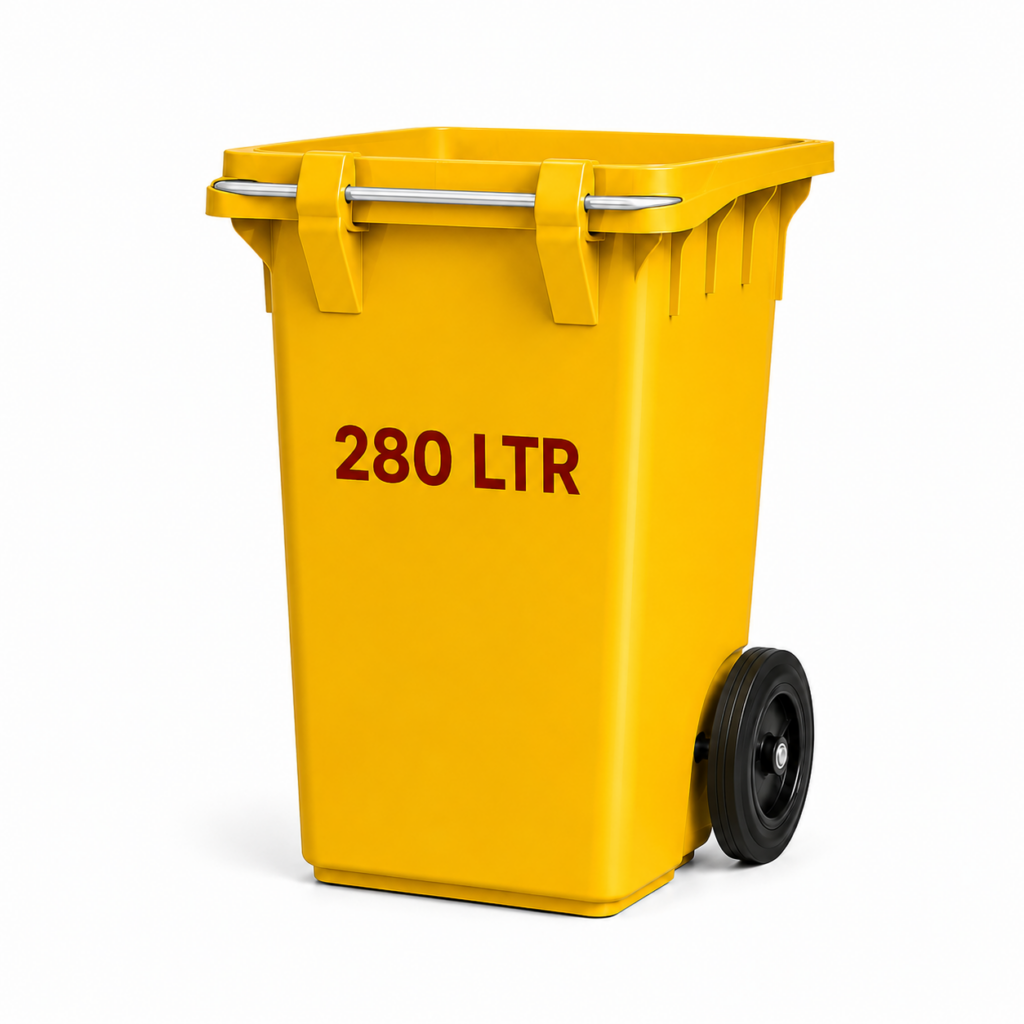 Yellow Top Bin 280 LTR mobile waste bin
