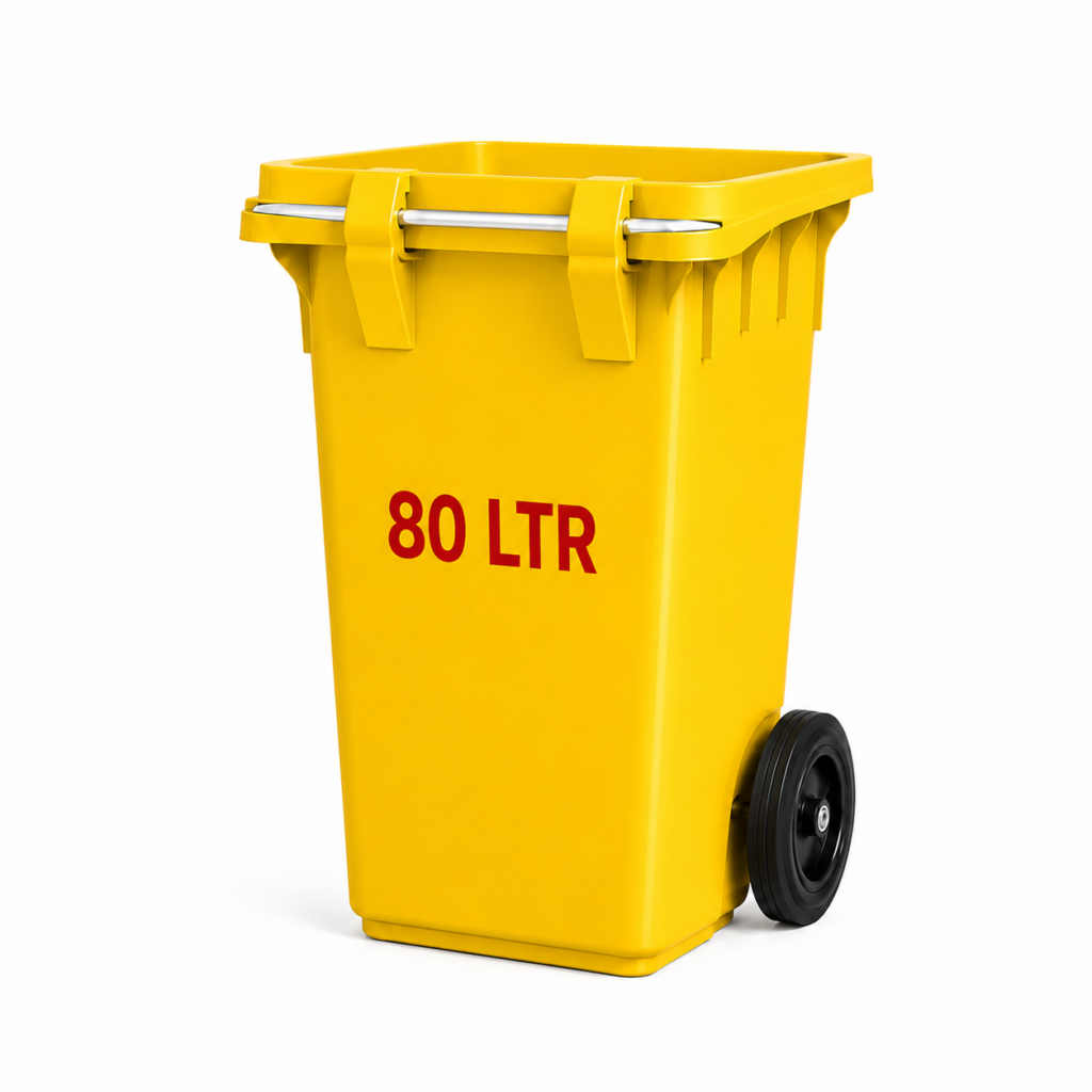 Yellow Top Bin 80 LTR mobile waste bin